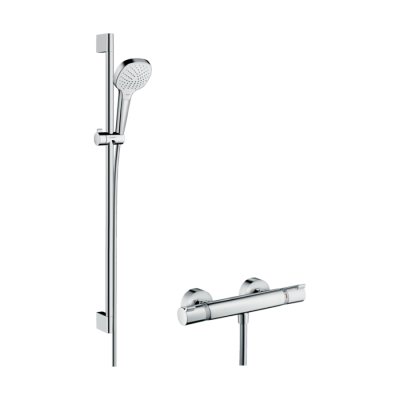 HansGrohe Croma Select E Aplike Duş Sistemi Vario, Ecostat Comfort Termostat Ve 90 Cm Duş Barı İle - 27082400 - HANSGROHE
