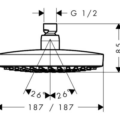 HansGrohe Croma Select E Tepe Duşu 180 2 Jet, Ecosmart, 9 Lt/Dk - 26528400 - HANSGROHE (1)
