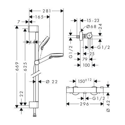 HansGrohe Crometta Aplike Duş Sistemi Vario, Ecostat 1001 Cl Termostat Ve 65 Cm Duş Barı İle - 27812400 - HANSGROHE (1)