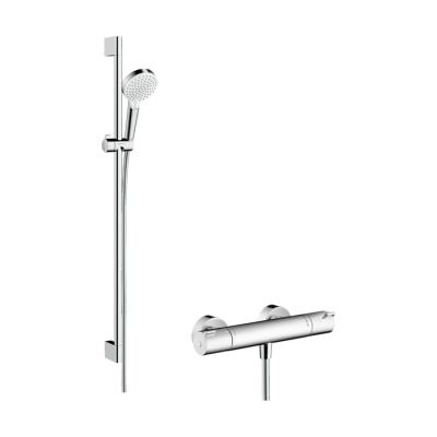 HansGrohe Crometta Aplike Duş Sistemi Vario, Ecostat 1001 Cl Termostat Ve 90 Cm Duş Barı İle - 27813400 - HANSGROHE