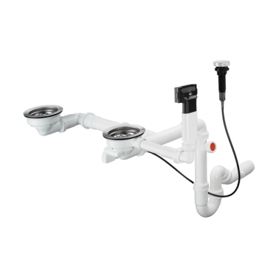 HansGrohe D17 - 11 Otomatik Gider Ve Taşma Seti Çift Hazneli Granit Eviye İçin - 43938000 - HANSGROHE