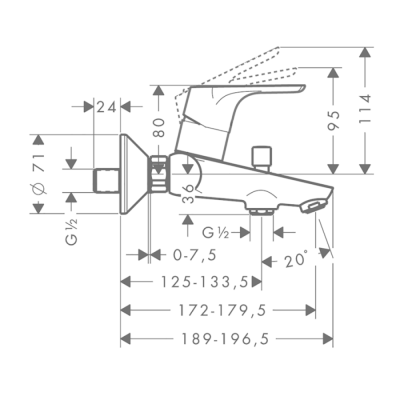 HansGrohe Focus Tek Kollu Banyo Bataryası Aplike, 2 Akış Miktarı İle - 31948000 - HANSGROHE (1)