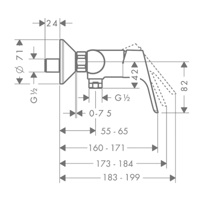 HansGrohe Focus Tek Kollu Duş Bataryası Aplike, 2 Akış Miktarı İle - 31968000 - HANSGROHE (1)