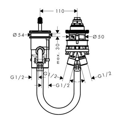 HansGrohe İç Set 2 Delikli Küvet Kenarı Banyo Bataryası İçin - 13159180 - HANSGROHE (1)