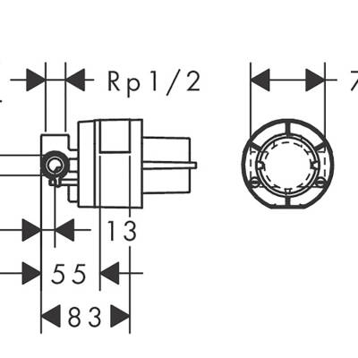 HansGrohe İç Set Tek Kollu Duş Bataryası, Ankastre Montaj İçin - 13620180 - HANSGROHE (1)