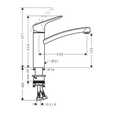 HansGrohe Logis M31 Tek Kollu Eviye Bataryası 160, Coolstart, Ecosmart, 1Jet - 71839000 - HANSGROHE (1)