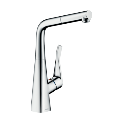 HansGrohe Metris M71 Tek Kollu Eviye Bataryası 320, Eco, Çekilebilir Gaga, 1Jet, Sbox - 73828000 - HANSGROHE