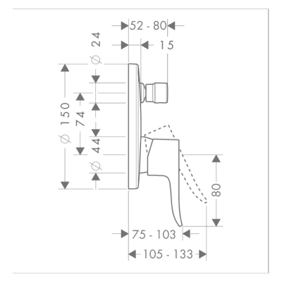 HansGrohe Metris Tek Kollu Banyo Bataryası Ankastre Montaj, Karışım Güvenliği En 717'Ye Göre - 31487000 - HANSGROHE (1)