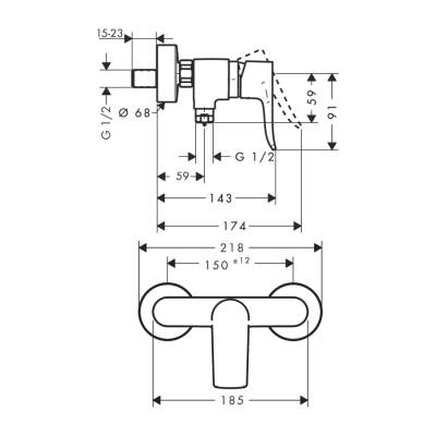 HansGrohe Metris Tek Kollu Duş Bataryası Aplike - 31680000 - HANSGROHE (1)