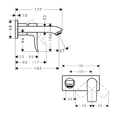 HansGrohe Metris Tek Kollu Lavabo Bataryası Ankastre Duvara Monte, 16.5 Cm Gaga İle - 31085000 - HANSGROHE (1)