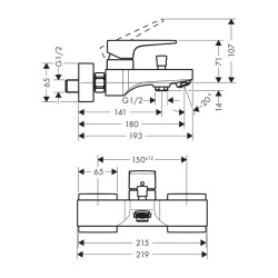 HansGrohe Metropol Tek Kollu Banyo Bataryası Aplike, Çubuk Volan İle - 32540990 - 2