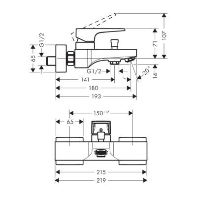 HansGrohe Metropol Tek Kollu Banyo Bataryası Aplike, Loop Volan İle - 74540000 - HANSGROHE (1)