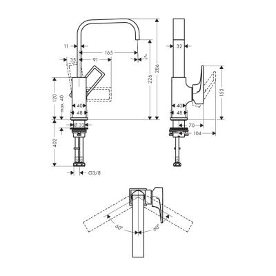 HansGrohe Metropol Tek Kollu Lavabo Bataryası 230 Loop Volan Ve Bas - Aç Gider Seti İle - 74511000 - HANSGROHE (1)
