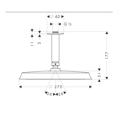 HansGrohe Raindance Classic Tepe Duşu 240 1 Jet, Tavan Bağlantısı İle - 27405090 - HANSGROHE (1)