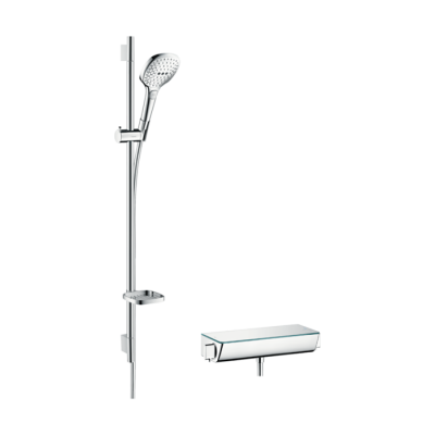 HansGrohe Raindance Select E Aplike Duş Sistemi 120 3Jet, Ecostat Select Termostat Ve 90 Cm Duş Barı İle - 27039400 - HANSGROHE