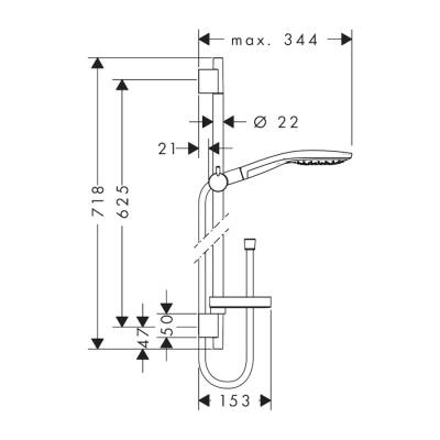 HansGrohe Raindance Select S Duş Seti 150 3 Jet, 65 Cm Duş Barı Ve Sabunluk İle - 27802000 - HANSGROHE (1)
