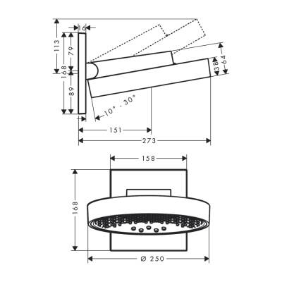 HansGrohe Rainfinity Tepe Duşu 250 3Jet Ecosmart, Duvar Bağlantısı İle - 26233700 - HANSGROHE (1)