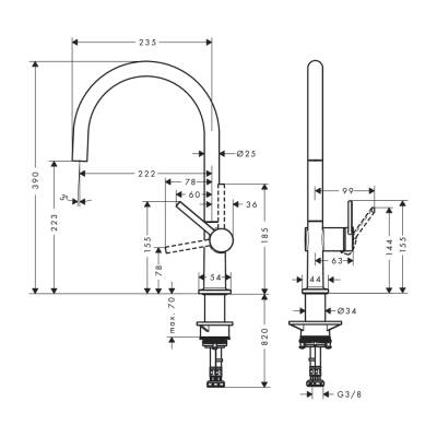 HansGrohe Talis M54 Tek Kollu Eviye Bataryası 220, 1Jet - 72804000 - HANSGROHE (1)