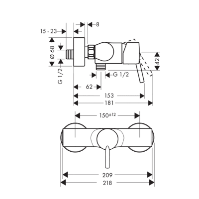 HansGrohe Talis S Tek Kollu Duş Bataryası Aplike - 32620000 - HANSGROHE (1)