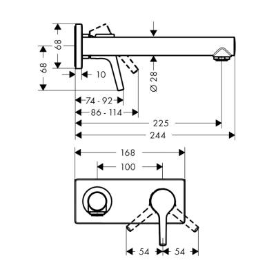 HansGrohe Talis S Tek Kollu Lavabo Bataryası Ankastre Duvara Monte, 22.5 Cm Gaga İle - 72111000 - HANSGROHE (1)