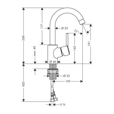 HansGrohe Talis S Tek Kollu Lavabo Bataryası Kumandalı, Döner Gaga İle - 32070000 - HANSGROHE (1)