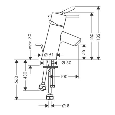 HansGrohe Talis S Tek Kollu Lavabo Bataryası Kumandalı, Düşük Basınçlı Isıtıcılar İçin - 32032000 - HANSGROHE (1)