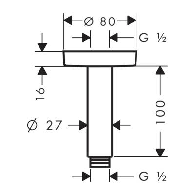 HansGrohe Tavan Bağlantısı S 10 Cm - 27393140 - HANSGROHE (1)