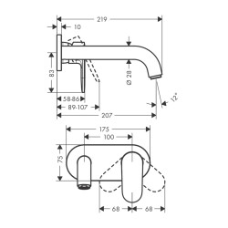 HansGrohe Vernis Blend Tek Kollu Lavabo Bataryası Ankastre Duvara Monte 20,7 Cm Gaga İle - 71576000 - 2