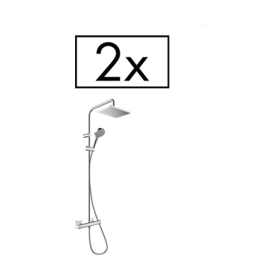 HansGrohe Vernis Shape Duş Kolonu 230 1Jet, Ecosmart, Duş Termostatı İle Proje Paketi (2'Li) - 26287000 - HANSGROHE