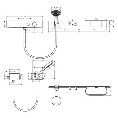 HansGrohe Wallstoris Set El Duşu 105 3Jet Ecosmart Activation, Termostat, 70 Cm Duş Barı Ve Depolama Seti - 24250670 - HANSGROHE (1)