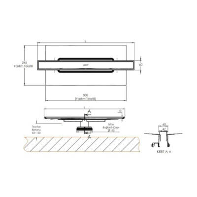 Hüppe Studio İstanbul Duş Kanalı 60 cm Parlak 48 kt Sifonlu - HÜPPE (1)