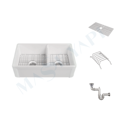 İSVEA Lugano Çift Hazneli 84 cm Eviye + Sifon + Izgara / SET - İSVEA