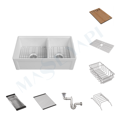 İSVEA Lugano Rim İki Hazneli 84 cm Eviye + Sifon + Izgara / SET - İSVEA