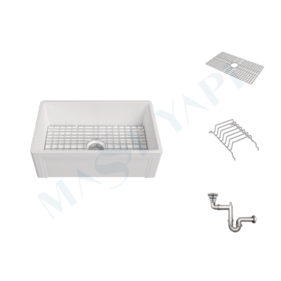 İSVEA Lugano Tek Hazneli 76 cm Eviye + Sifon + Izgara / SET - İSVEA