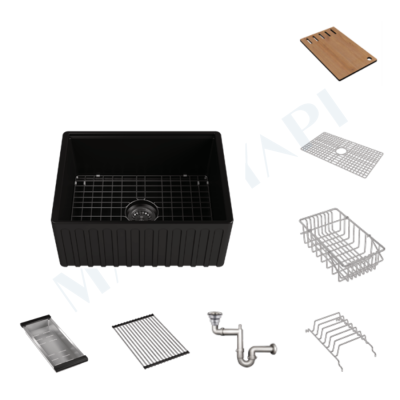 İSVEA Ravenna Tek Hazneli 61 cm, Siyah Eviye + Sifon + Izgara / SET - İSVEA