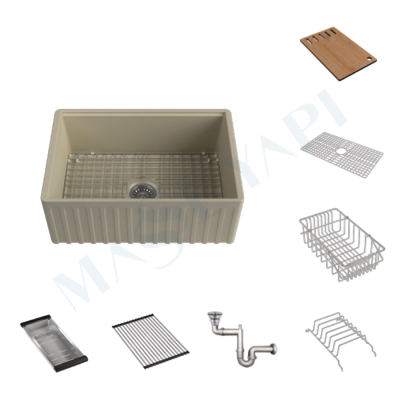 İSVEA Ravenna Tek Hazneli 69 cm, Fildişi Eviye + Sifon + Izgara / SET - İSVEA