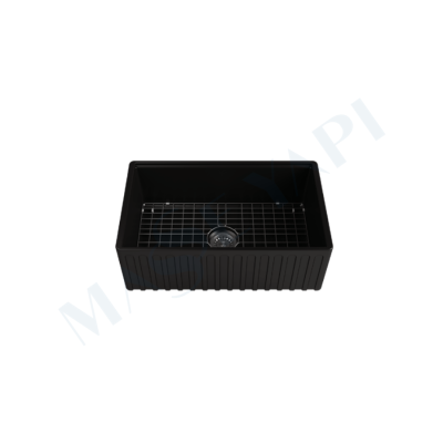 İSVEA Ravenna Tek Hazneli 76 cm, Siyah Eviye + Sifon + Izgara / SET - İSVEA