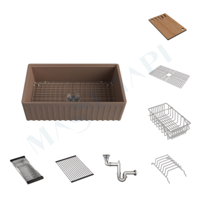 İSVEA Ravenna Tek Hazneli 84 cm, Vizon Eviye + Sifon + Izgara / SET - İSVEA