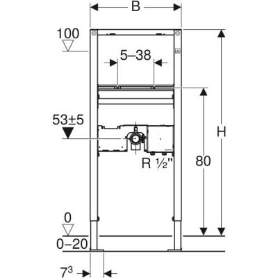 Lavabo için Geberit Duofix elemanı, 112 cm, sıva altı fonksiyon kutulu elektronik tezgah üstü batarya - GEBERİT (2)
