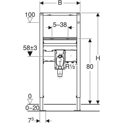 Lavabo için Geberit Duofix elemanı, 112 cm, sıva altı fonksiyon kutulu elektronik tezgah üstü batarya, gömme sifonlu - GEBERİT (2)