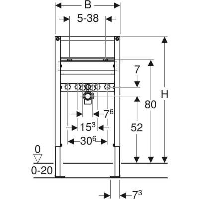 Lavabo için Geberit Duofix elemanı, 82–98 cm, tezgah üstü batarya: B=50cm, H=82–98cm, T=7.5cm - GEBERİT (2)