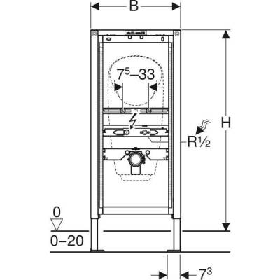 Pisuvar için Geberit Duofix elemanı, 112–130 cm, üniversal, sıva üstü su bağlantılı modeller için - GEBERİT (2)
