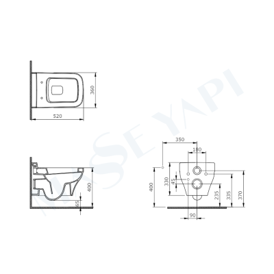 Scala Asma Klozet -Parlak Beyaz Set ( Kapak Dahil ) - BOCCHI (2)