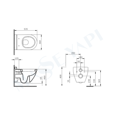 Taormina Arch Asma Klozet - Mat Gri Set ( Kapak Dahil) - BOCCHI (2)