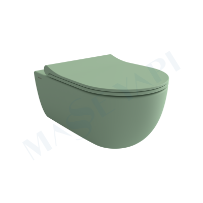 V-Tondo Rimless Asma Klozet - Mat Mint Yeşil Set (Kapak Dahil ) - BOCCHI