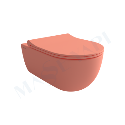 V-Tondo Rimless Asma Klozet - Mat Somon Set (Kapak Dahil ) - BOCCHI