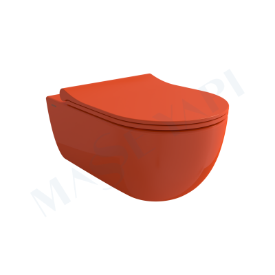 V-Tondo Rimless Asma Klozet - Parlak Turuncu Set (Kapak Dahil ) - BOCCHI