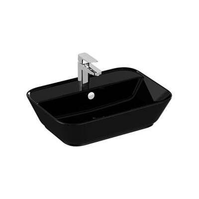 VitrA Geo Dikdörtgen Çanak Lavabo Parlak Siyah, 60 cm - VİTRA