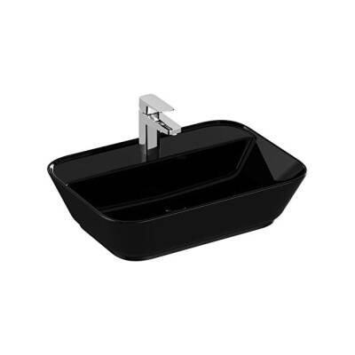 VitrA Geo Dikdörtgen Çanak Lavabo Parlak Siyah, 60 cm - VİTRA