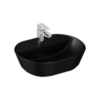 VitrA Geo Oval Tezgah Üstü Lavabo Mat Siyah, 55 cm - VİTRA